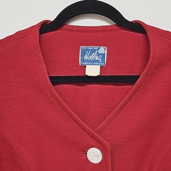 Hobbies Lorch of Dallas vtg red wool  jacket, lightweight longsleeve 3 button - Picture 2 of 11